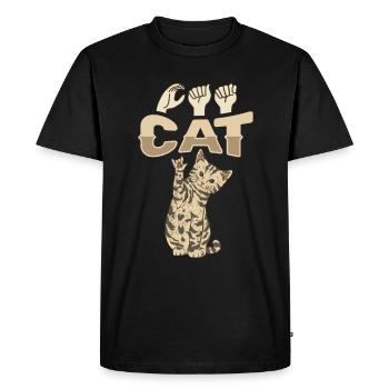 ILY KATZE ASL Gebärdensprache - Männer Premium Bio T-Shirt - Schwarz - Vorne - Nico (187cm)