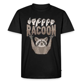 ILY Raccoon ASL Gestes de la main Langue des signes - T-shirt Premium bio Homme - noir - Devant - Nico (187cm)
