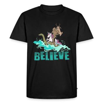 Cryptozoologie Cryptide Bigfoot Licorne Loch Ness - T-shirt Premium bio Homme - noir - Devant - Nico (187cm)