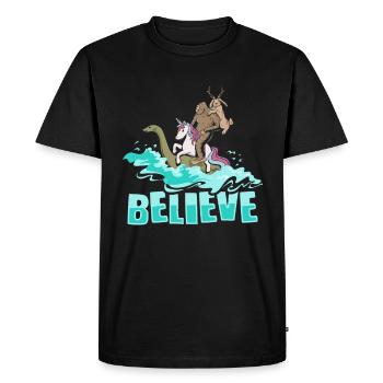 Cryptozoologie Cryptide Bigfoot Licorne Loch Ness - T-shirt Premium bio Homme - noir - Devant - Nico (187cm)