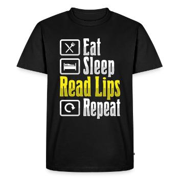 Lip reading ASL Hand gestures Deaf people - Men's Premium Organic T-Shirt - black - Front - Nico (187cm)