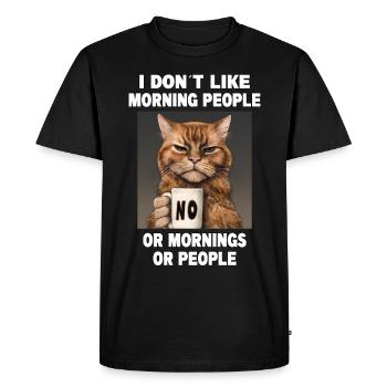 Ne pas aimer les gens du matin Grumpy Funny Cat - T-shirt Premium bio Homme - noir - Devant - Nico (187cm)