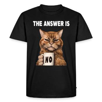 La réponse est non. Chat grincheux et drôle - T-shirt Premium bio Homme - noir - Devant - Nico (187cm)