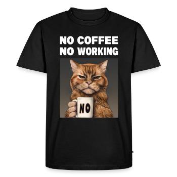 no coffee no working. Grumpy Funny Cat - Men's Premium Organic T-Shirt - black - Front - Nico (187cm)