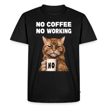 no coffee no working. Grumpy Funny Cat - Men's Premium Organic T-Shirt - black - Front - Nico (187cm)