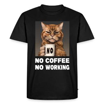 no coffee no working. Grumpy Funny Cat - Men's Premium Organic T-Shirt - black - Front - Nico (187cm)