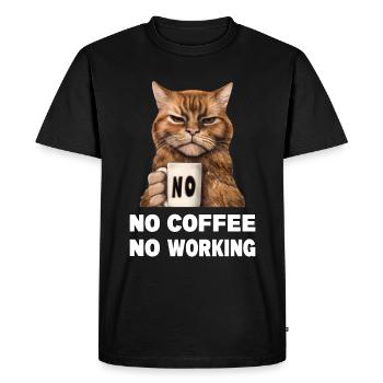 no coffee no working. Grumpy Funny Cat - Men's Premium Organic T-Shirt - black - Front - Nico (187cm)