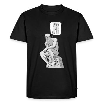 Thinker Statue Pants Design for a Philosopher - Men's Premium Organic T-Shirt - black - Front - Nico (187cm)