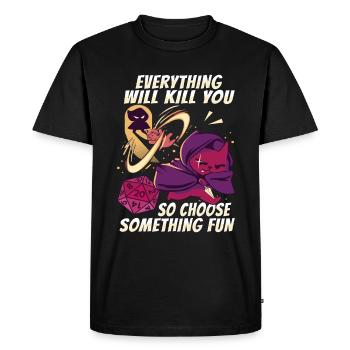 Conception D20 Cat pour un RPG GAMER - T-shirt Premium bio Homme - noir - Devant - Nico (187cm)