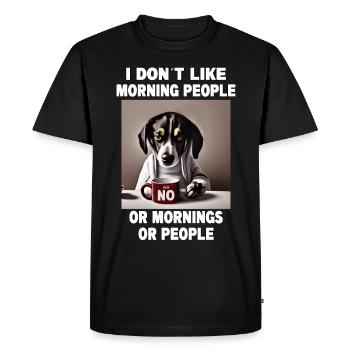 Ne pas aimer les gens du matin Grumpy Funny Dog - T-shirt Premium bio Homme - noir - Devant - Nico (187cm)