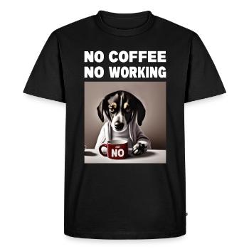 no coffee no working. Grumpy Funny Dog - Men's Premium Organic T-Shirt - black - Front - Nico (187cm)