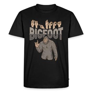 ILY Bigfoot ASL Geste de la main Langue des signes sourde - T-shirt Premium bio Homme - noir - Devant - Nico (187cm)