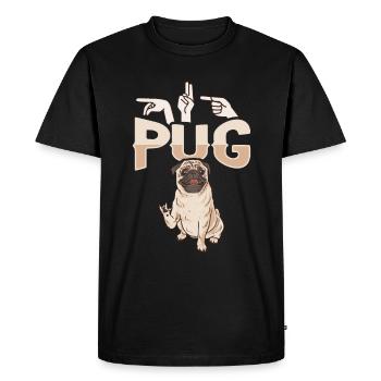 ILY Pug ASL Geste de la main Langue des signes sourde - T-shirt Premium bio Homme - noir - Devant - Nico (187cm)