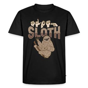 ILY Sloth ASL Hand Gesture Deaf Sign Language - T-shirt Premium bio Homme - noir - Devant - Nico (187cm)