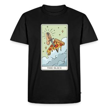 Pizza Tarot Card "The Slice" for a - Men's Premium Organic T-Shirt - black - Front - Nico (187cm)