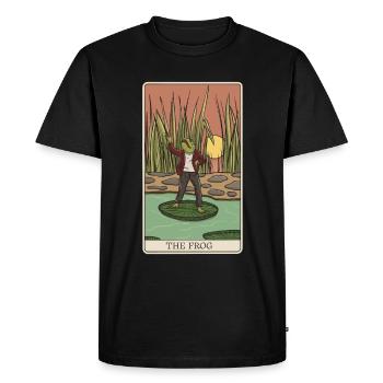 Cottagecore Frog Tarot Card "The Frog" for - Men's Premium Organic T-Shirt - black - Front - Nico (187cm)