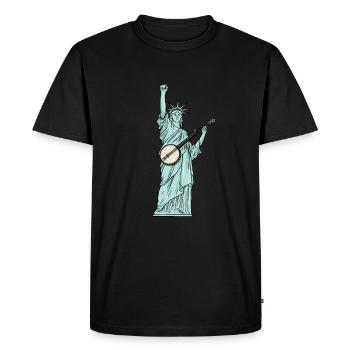 Statue of Liberty Banjo Musician Design for Bluegrass - Men's Premium Organic T-Shirt - black - Front - Nico (187cm)