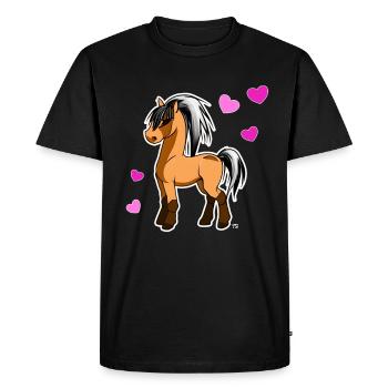 Cute Kawaii Fjord Horse Cute Pony with Heart - Men's Premium Organic T-Shirt - black - Front - Nico (187cm)