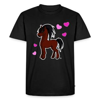 kawaii horse cute pony with hearts - Men's Premium Organic T-Shirt - black - Front - Nico (187cm)