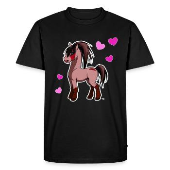 kawaii horse cute manga pony with hearts - Men's Premium Organic T-Shirt - black - Front - Nico (187cm)