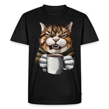Cat in a bad mood funny - Men's Premium Organic T-Shirt - black - Front - Nico (187cm)