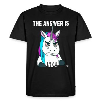 La réponse est non, drôle de licorne - T-shirt Premium bio Homme - noir - Devant - Nico (187cm)