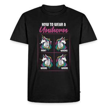 Funny Unicorn Unicorn Design - Men's Premium Organic T-Shirt - black - Front - Nico (187cm)