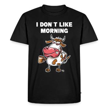 Dont like morning Grumpy Funny Cow - Men's Premium Organic T-Shirt - black - Front - Nico (187cm)