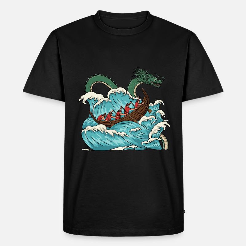 Ramen- und Drachenboot Design - Männer Premium Bio T-Shirt - Schwarz