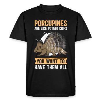 Porc-épic | Cadeau de porc-épic - T-shirt Premium bio Homme - noir - Devant - Nico (187cm)