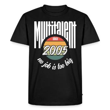Multi-talents depuis 2005. Drôle de millésime - T-shirt Premium bio Homme - noir - Devant - Nico (187cm)