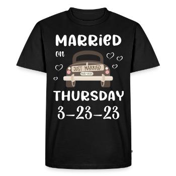 Wedding Love 3/23/23 Thursday married on - Men's Premium Organic T-Shirt - black - Front - Nico (187cm)