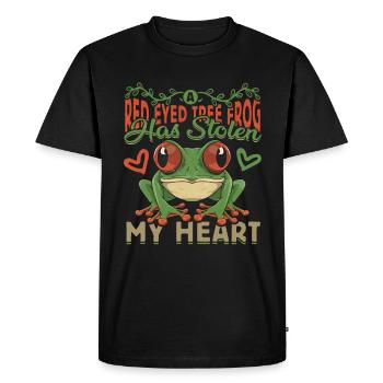 Red-eyed frog design for a frog hunter - Men's Premium Organic T-Shirt - black - Front - Nico (187cm)