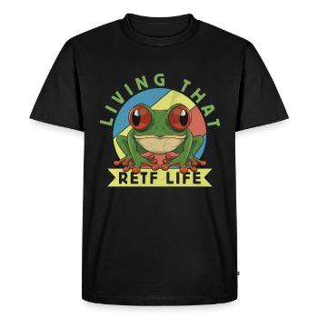 Red-eyed frog design for a frog hunter - Men's Premium Organic T-Shirt - black - Front - Nico (187cm)