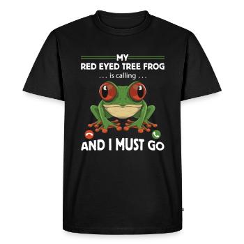 Red-eyed frog design for a frog hunter - Men's Premium Organic T-Shirt - black - Front - Nico (187cm)