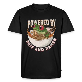 Frog eats Japanese ramen soup - Men's Premium Organic T-Shirt - black - Front - Nico (187cm)