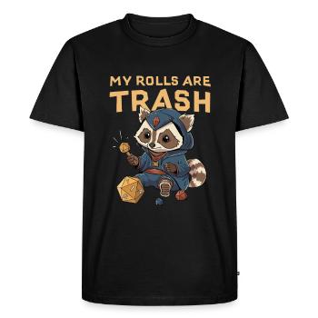 RPG Racoon Trash D20 Cube Design for an RPG - Men's Premium Organic T-Shirt - black - Front - Nico (187cm)