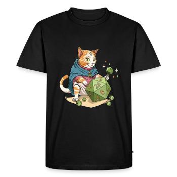 RPG Meow Cat D20 Cube Design for an RPG GAMER - Men's Premium Organic T-Shirt - black - Front - Nico (187cm)