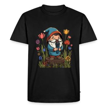 Singing garden gnome design for a - Men's Premium Organic T-Shirt - black - Front - Nico (187cm)