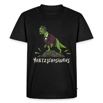 Nietzsche T-Rex Dinosaur Design for a - Men's Premium Organic T-Shirt - black - Front - Nico (187cm)