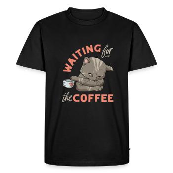 Conception de chat de café pour un accro au café - T-shirt Premium bio Homme - noir - Devant - Nico (187cm)