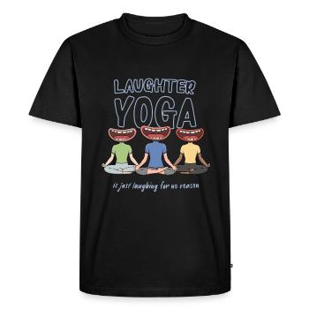 Conception de méditation du rire pour une séance de yoga du rire - T-shirt Premium bio Homme - noir - Devant - Nico (187cm)