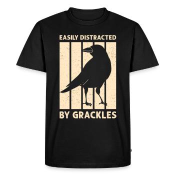 Blackbird Grackle Bird Design for Birdwatchers - Men's Premium Organic T-Shirt - black - Front - Nico (187cm)