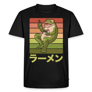 Toad frog eats ramen soup Design for a - Men's Premium Organic T-Shirt - black - Front - Nico (187cm)