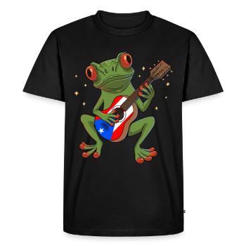 Roach frog with guitar and Puerto Rico flag - Men's Premium Organic T-Shirt - black - Front - Nico (187cm)