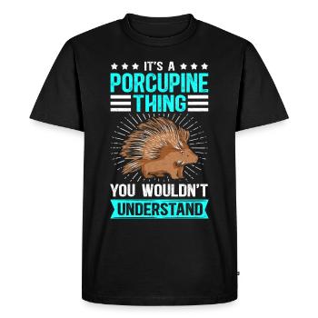 Porc-épic | Cadeau de porc-épic - T-shirt Premium bio Homme - noir - Devant - Nico (187cm)