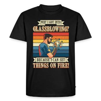 Handblown glass design for a glassblower - Men's Premium Organic T-Shirt - black - Front - Nico (187cm)