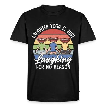 Conception de méditation du rire pour une formation de yoga du rire - T-shirt Premium bio Homme - noir - Devant - Nico (187cm)