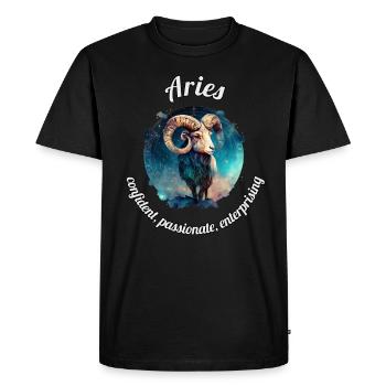Bélier Signe Bélier Bélier Astronomie - T-shirt Premium bio Homme - noir - Devant - Nico (187cm)