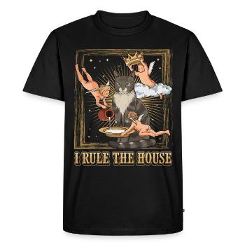 Chats Je règne sur la maison Amoureux des chats - T-shirt Premium bio Homme - noir - Devant - Nico (187cm)